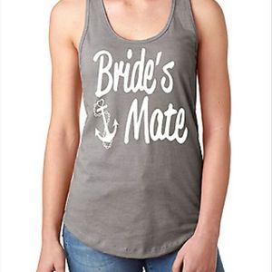 Brides Maid Tank Top By Tultex Brides Best Mate Nautical Gray Size XL